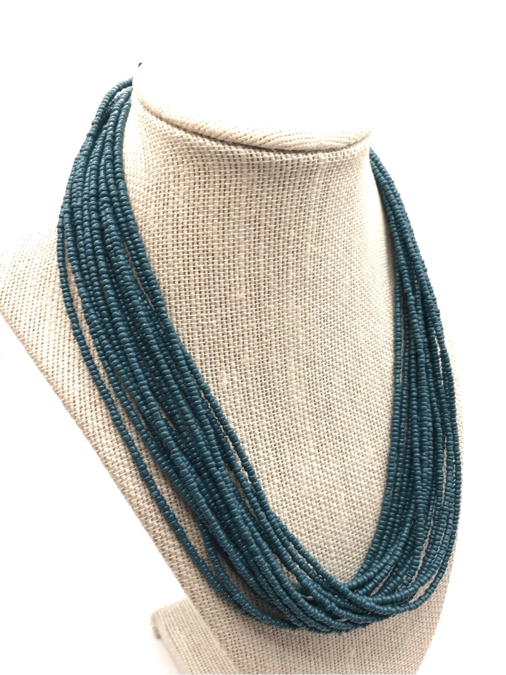 Teal Multi-Strand Seed Bead Necklace